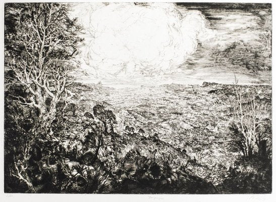 Landscape with Cars - Original Etching by J.P. Velly - 1969 1969-ZCI-756318