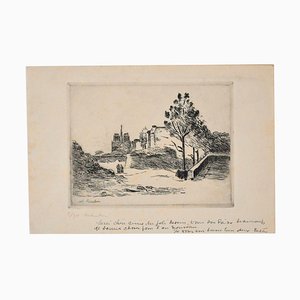 Landscape with Figures - Original Etching by M. Asselin - Early 20th Century Early 20th Century-ZCI-755608