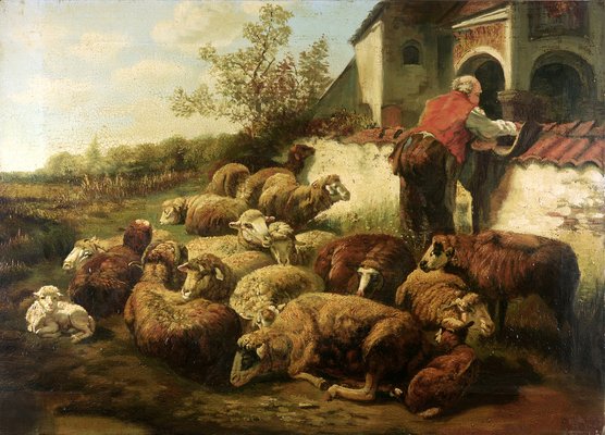 Landscape with Herds, 20th Century, Oil on Canvas-VHF-1758352