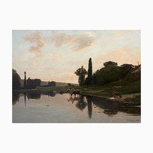 Landscape with Lake - Oil on Canvas by Giuseppe Raggio - 1884 1884-ZCI-756015