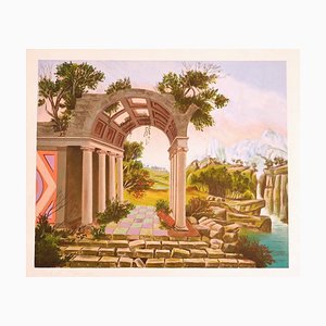 Landscape with Ruins - Original Lithograph - Late 20th Century-ZCI-909849