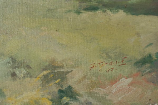 Landscape with Trees and Mountains, 1947, Oil on Canvas-AOI-1106938