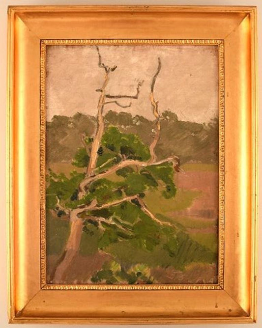 Landscape with Treetop Oil on Canvas by J.S. Tojstov, Russia, 1929