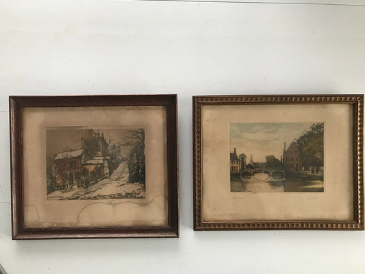 Landscapes, 19th Century, Prints, Framed, Set of 2