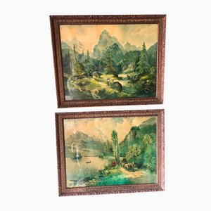 Landscapes, 19th Century, Prints, Set of 2-ULU-1718135