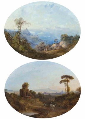 Landscapes With Views of Ancient Rome, Oil on Canvas, Mid 19th-Century, Set of 2-ZCI-1360052