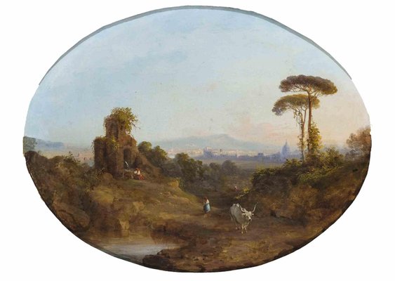 Landscapes With Views of Ancient Rome, Oil on Canvas, Mid 19th-Century, Set of 2-ZCI-1360052