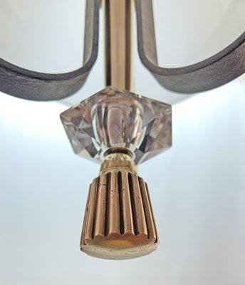 Lantern Hanging Light in Wrought Iron and Bronze, 1940s-AWH-1450795