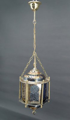 Lantern in Brass and Coloured Glass, North Africa, 20th Century-XNH-1804461