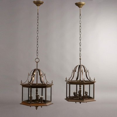 Lanterns in Glass and Metal Structure, Set of 2-VMM-2031624