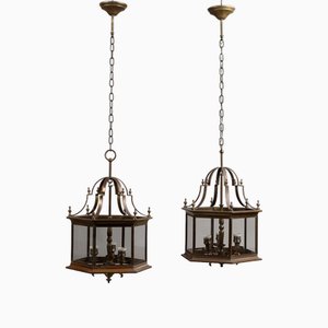 Lanterns in Glass and Metal Structure, Set of 2-VMM-2031624