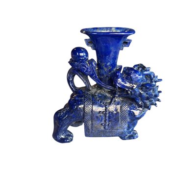 Lapis Lazuli Buddhist Lion and Vase, 20th-Century-TCS-1065584