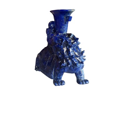 Lapis Lazuli Buddhist Lion and Vase, 20th-Century-TCS-1065584