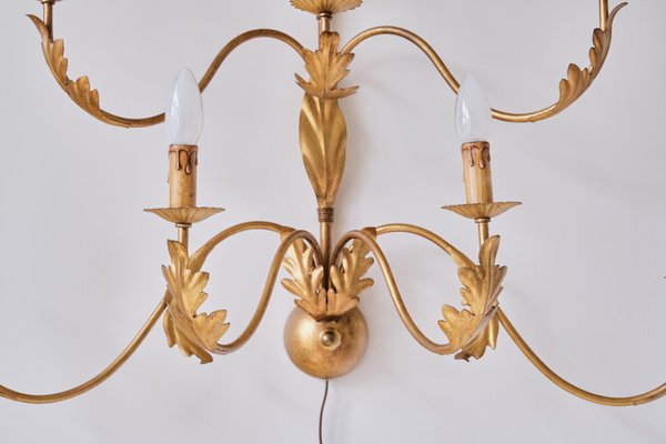 Large 10 Arm Gilded Wall Light by Banci Firenze, Italy, 1960s-FMT-1438385