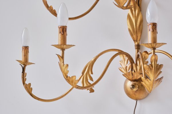 Large 10 Arm Gilded Wall Light by Banci Firenze, Italy, 1960s-FMT-1438385