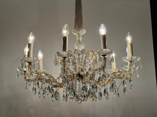 Large 10-Flame Crystal Chandelier