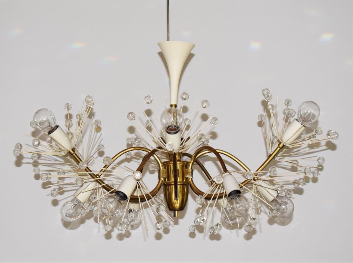 Large 12-Arm Pyra Snowflake Chandelier by Emil Stejnar for Rupert Nikoll, 1950s