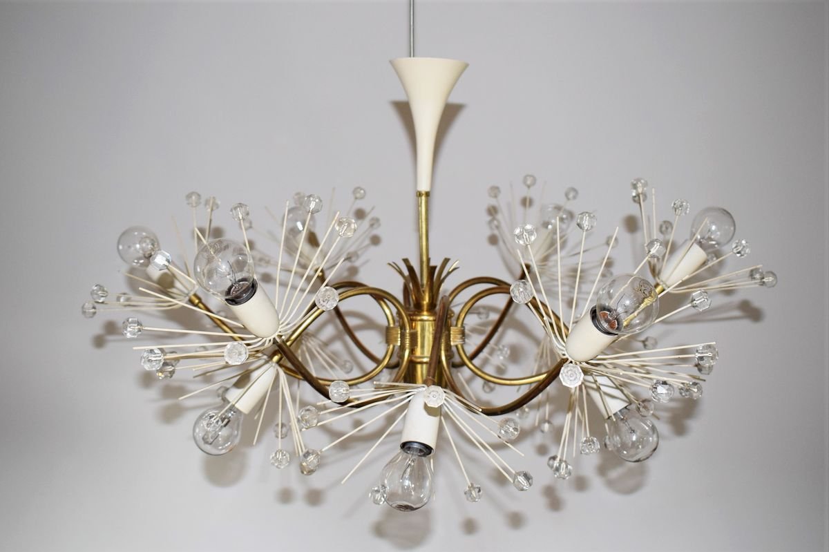 Large 12-Arm Pyra Snowflake Chandelier by Emil Stejnar for Rupert Nikoll, 1950s