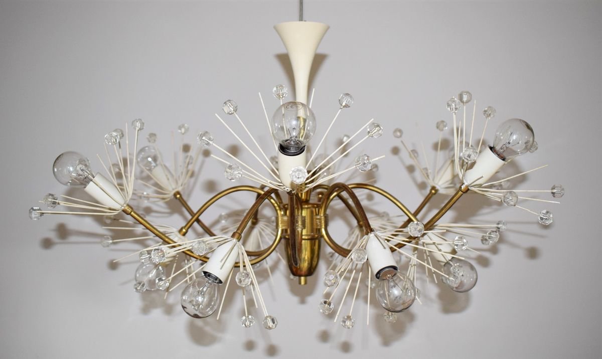 Large 12-Arm Pyra Snowflake Chandelier by Emil Stejnar for Rupert Nikoll, 1950s