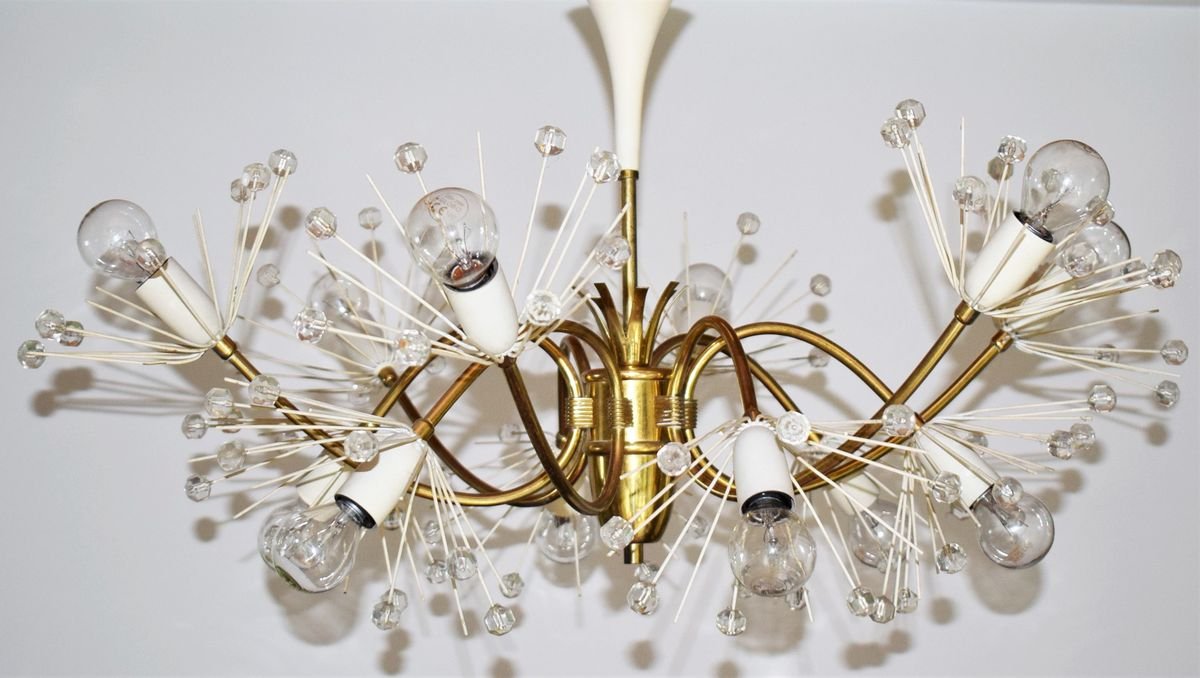 Large 12-Arm Pyra Snowflake Chandelier by Emil Stejnar for Rupert Nikoll, 1950s