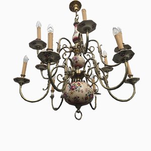 Large 12-Light Ceramic Chandelier, 1950s-WQQ-666494