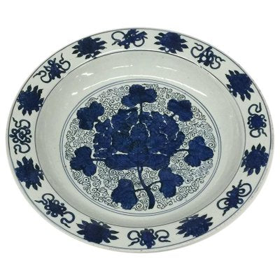 Large 16th Century Blue & White Grape Dish, Ming Dynasty, Jiajing Period-UCH-1224789