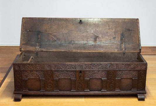 Large 17th Century German Continental Oak Coffer Chest