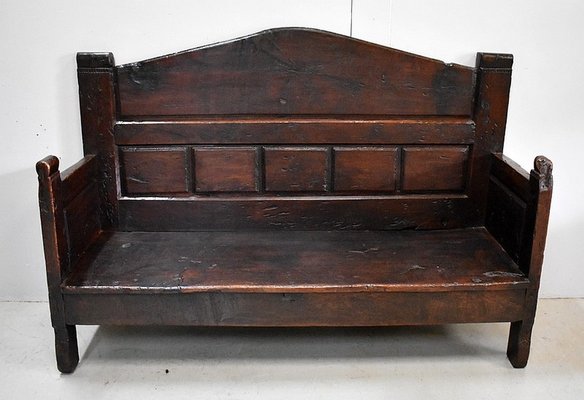 Large 17th Century Oak Bench with High Backsplash-RVK-742448