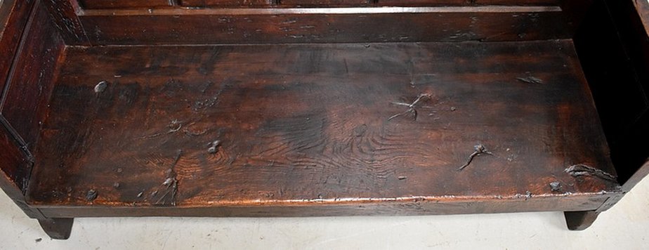 Large 17th Century Oak Bench with High Backsplash-RVK-742448