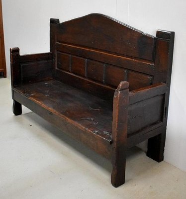 Large 17th Century Oak Bench with High Backsplash-RVK-742448