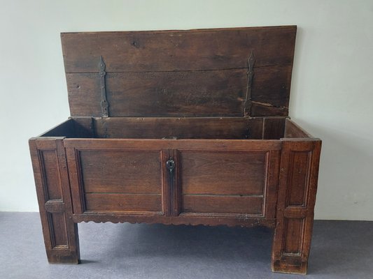 Large 17th Century Panelled Oak Coffer