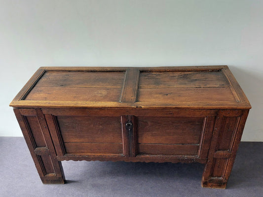 Large 17th Century Panelled Oak Coffer