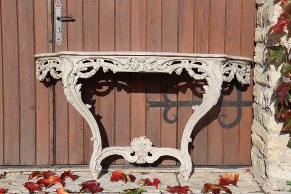 Large 18th Century Carved and Molded Console Table in Walnut and Oak-KMQ-1449676