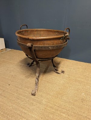 Large 18th-Century Copper Cauldron on Stand-HLV-1757728