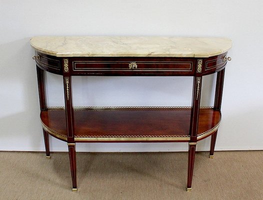 Large 18th Century Louis XVI Style Mahogany and Marble Console Table-RVK-963048