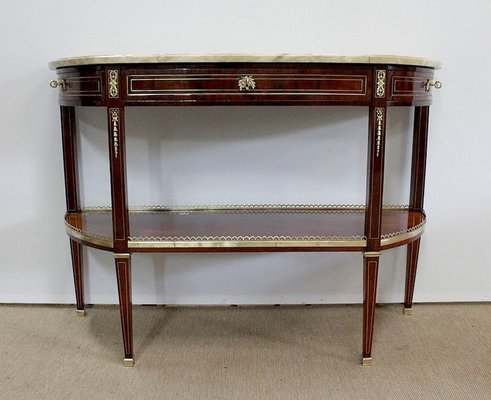 Large 18th Century Louis XVI Style Mahogany and Marble Console Table-RVK-963048