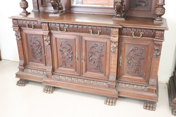 Large 19th Century Carved Walnut Sideboard-DCO-1742421