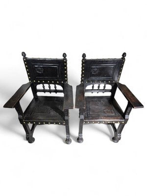 Large 19th Century Castilian Armchairs, 1860, Set of 2-FDW-2039609