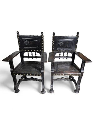 Large 19th Century Castilian Armchairs, 1860, Set of 2-FDW-2039609