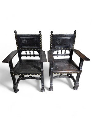 Large 19th Century Castilian Armchairs, 1860, Set of 2-FDW-2039609