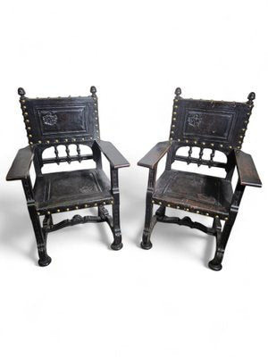 Large 19th Century Castilian Armchairs, 1860, Set of 2-FDW-2039609