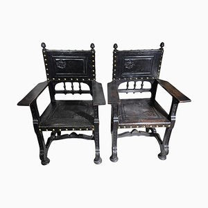 Large 19th Century Castilian Armchairs, 1860, Set of 2-FDW-2039609