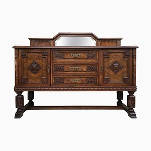 Large 19th Century Catalan Spanish Buffet with Drawers and Mirror Crest-NOU-705892