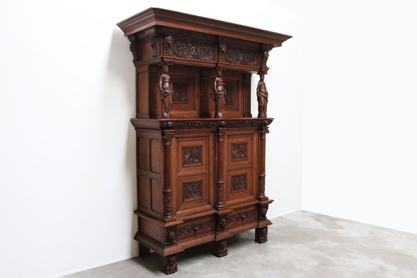 Large 19th Century Dutch Renaissance Revival Cabinet in Walnut & Oak, 1890s-WIP-1735252