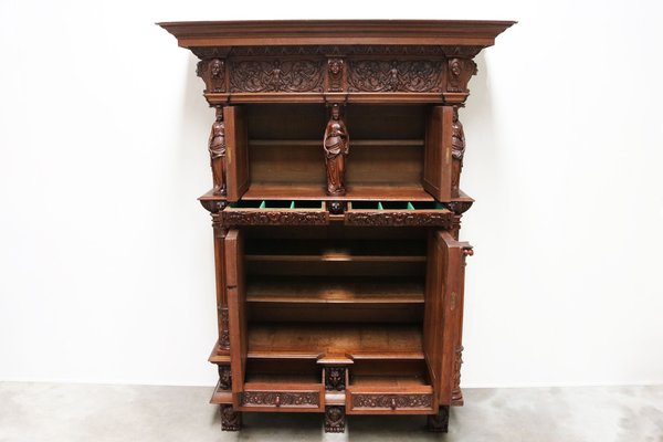 Large 19th Century Dutch Renaissance Revival Cabinet in Walnut & Oak, 1890s-WIP-1735252