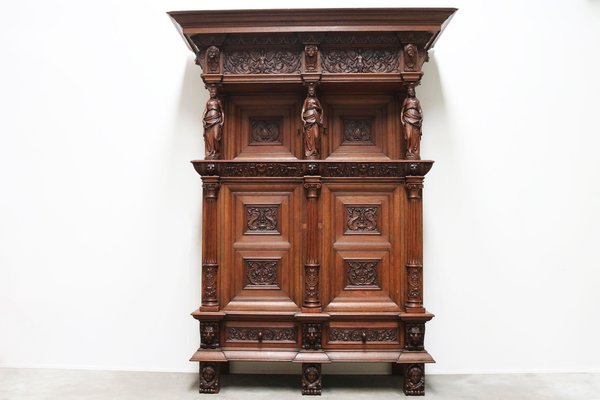 Large 19th Century Dutch Renaissance Revival Cabinet in Walnut & Oak, 1890s-WIP-1735252