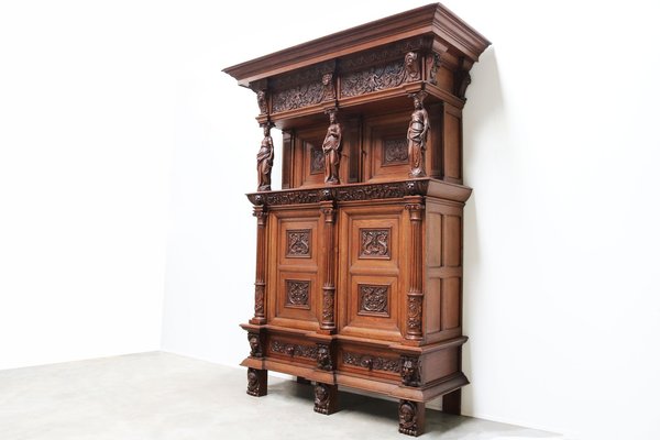 Large 19th Century Dutch Renaissance Revival Cabinet in Walnut & Oak, 1890s-WIP-1735252