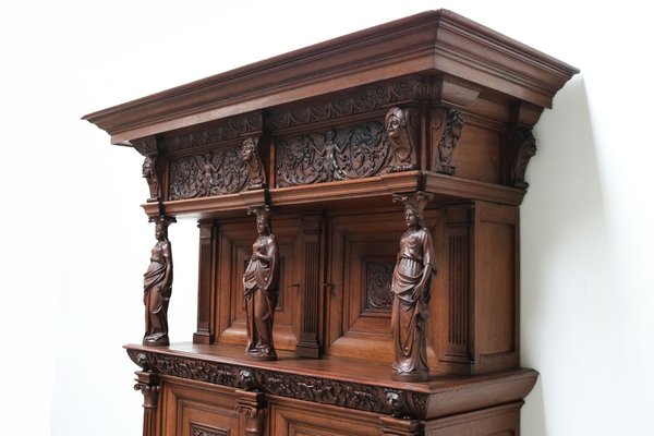 Large 19th Century Dutch Renaissance Revival Cabinet in Walnut & Oak, 1890s-WIP-1735252