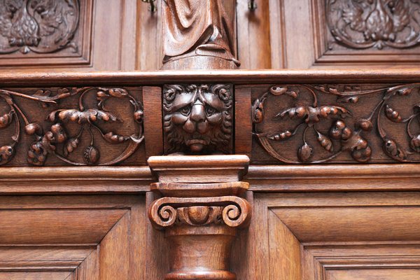 Large 19th Century Dutch Renaissance Revival Cabinet in Walnut & Oak, 1890s-WIP-1735252