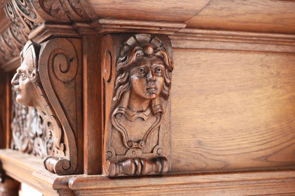 Large 19th Century Dutch Renaissance Revival Cabinet in Walnut & Oak, 1890s-WIP-1735252